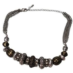 Premier Designs Jewelry Isabella 16" - 20" Necklace Silver & Brass w Crystals